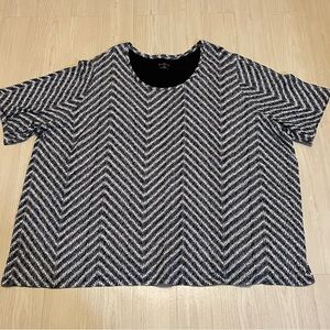 Catherines Top Blouse Shirt Woman’s Plus Size 4X - 30/32W Black/White 95% Cotton